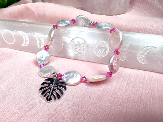 Pink Coin Pearl Bracelet